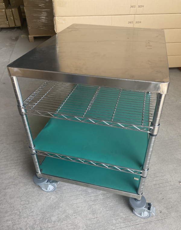 Chrome ESD Wire Shelf Cart