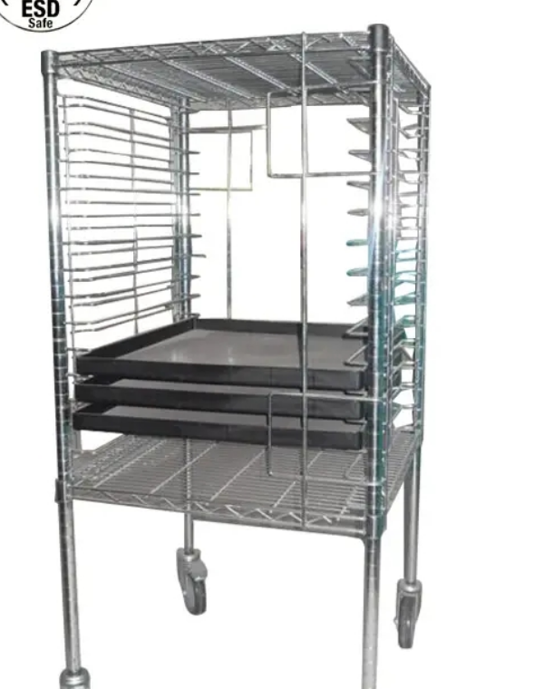 ESD tray cart for electronic storage