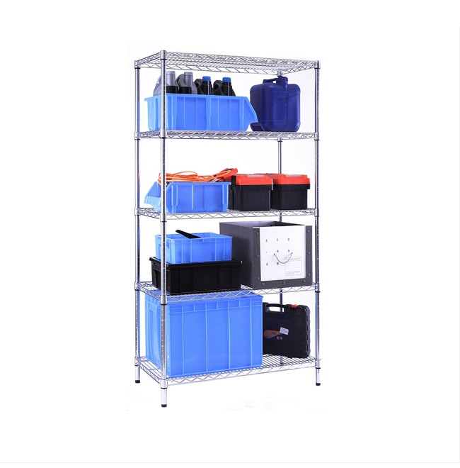 5-Tier Wire Shelving Unit for Industiral / Metal Steel Wire Rack